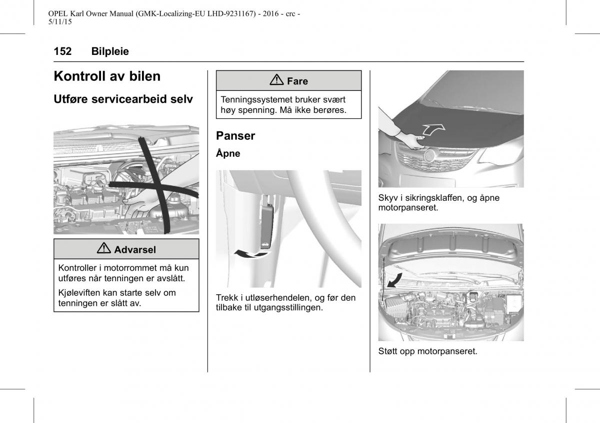 Opel Karl bruksanvisningen / page 153