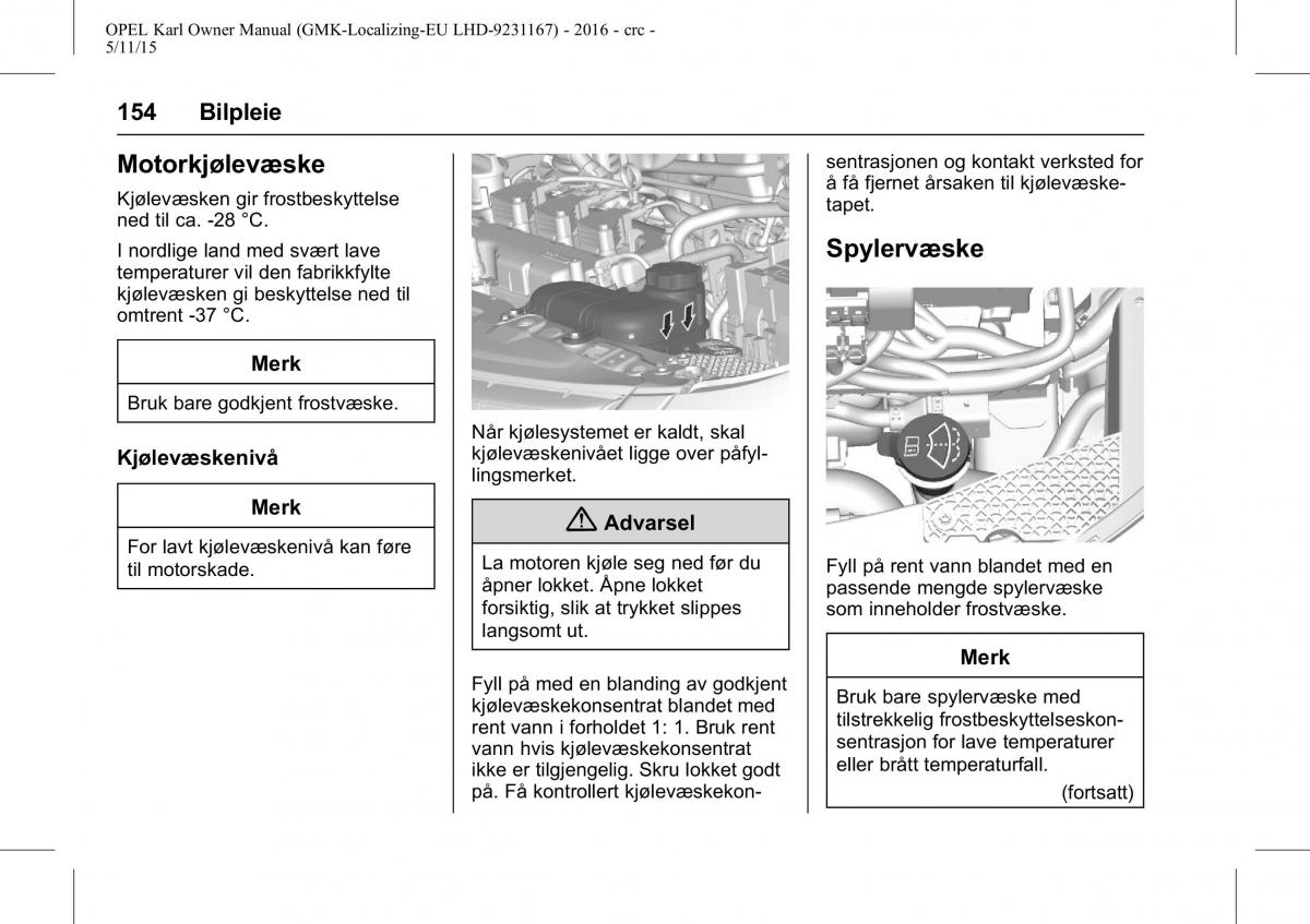 Opel Karl bruksanvisningen / page 155