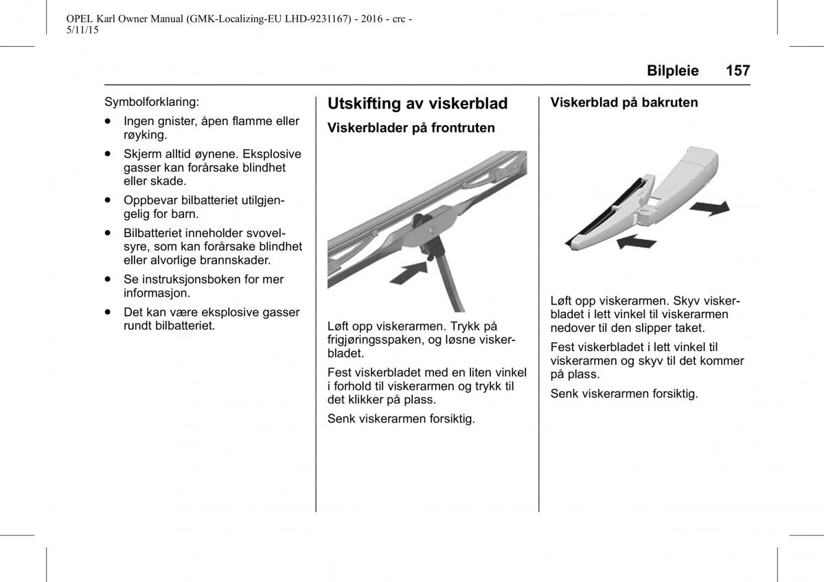 Opel Karl bruksanvisningen / page 158