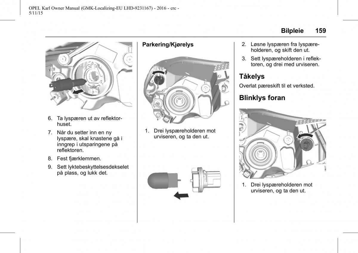 Opel Karl bruksanvisningen / page 160