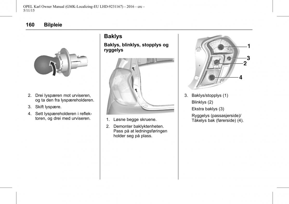 Opel Karl bruksanvisningen / page 161