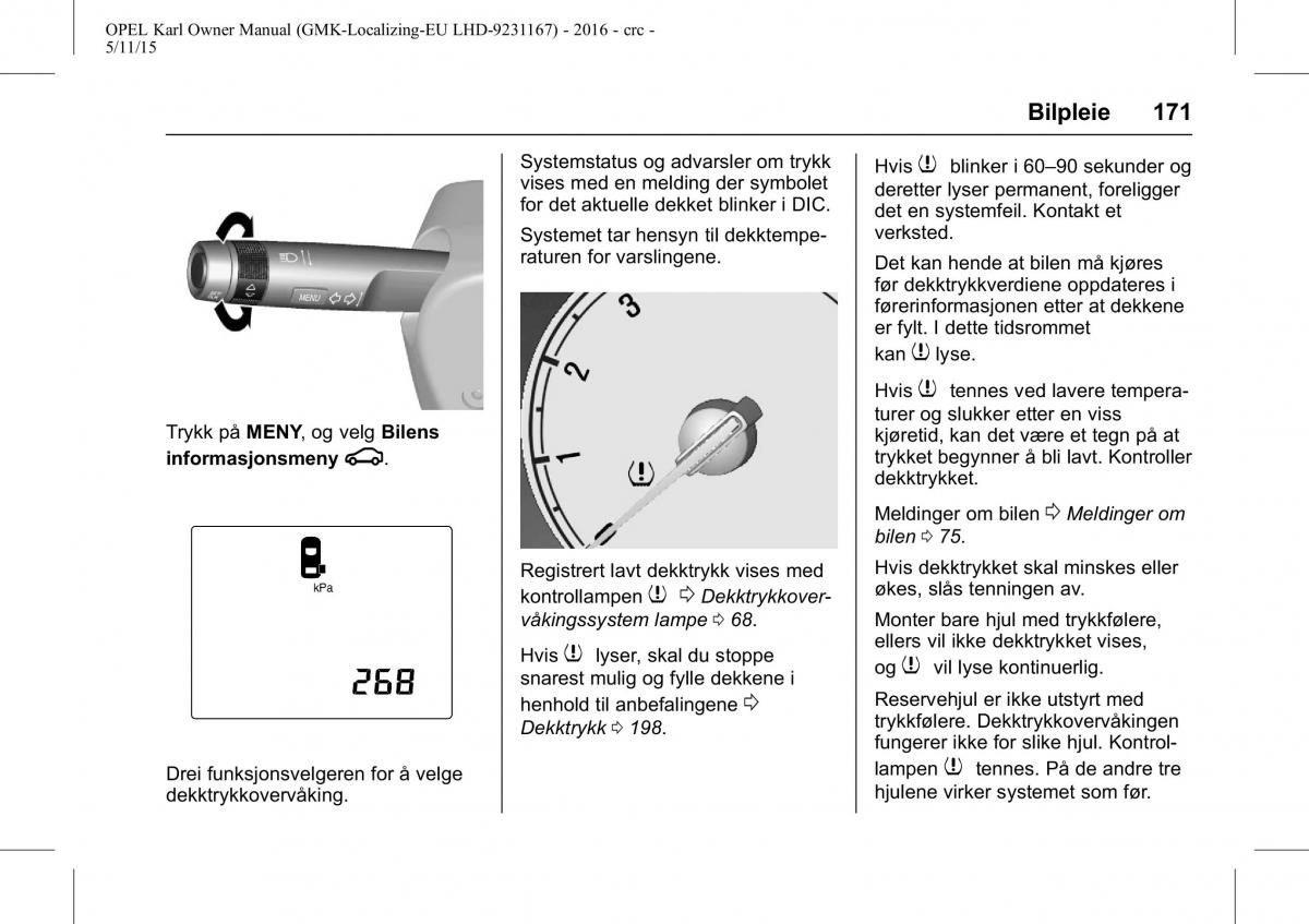 Opel Karl bruksanvisningen / page 172