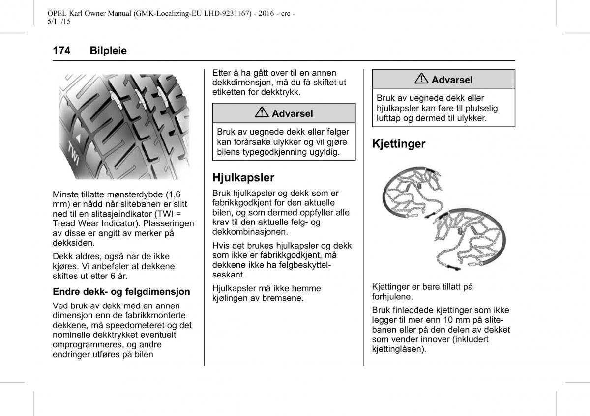 Opel Karl bruksanvisningen / page 175