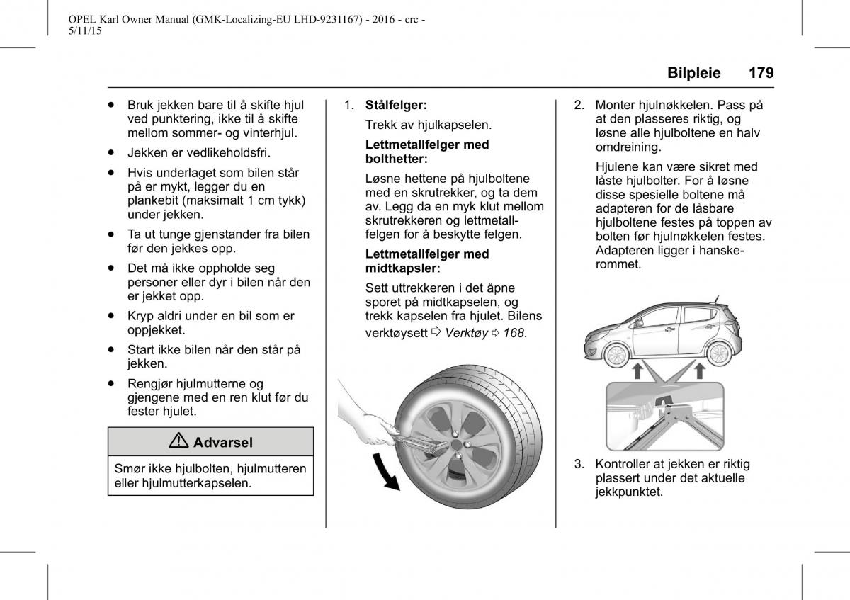 Opel Karl bruksanvisningen / page 180