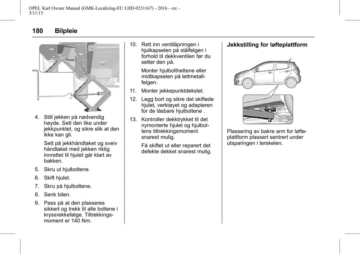 Opel Karl bruksanvisningen / page 181