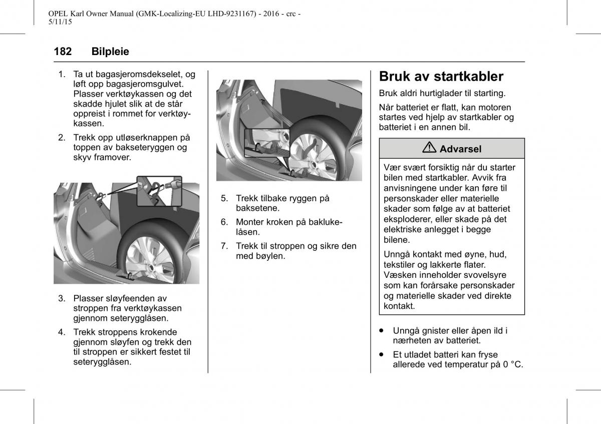 Opel Karl bruksanvisningen / page 183