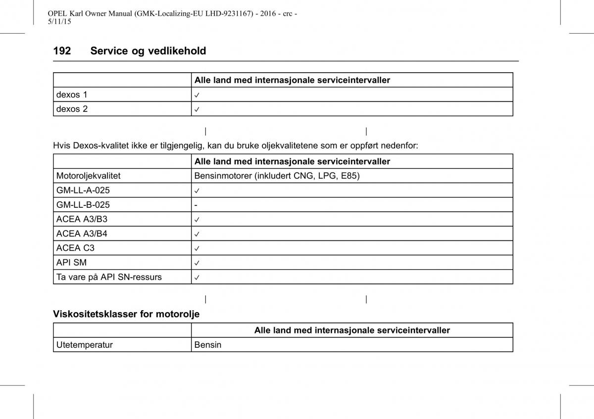 Opel Karl bruksanvisningen / page 193