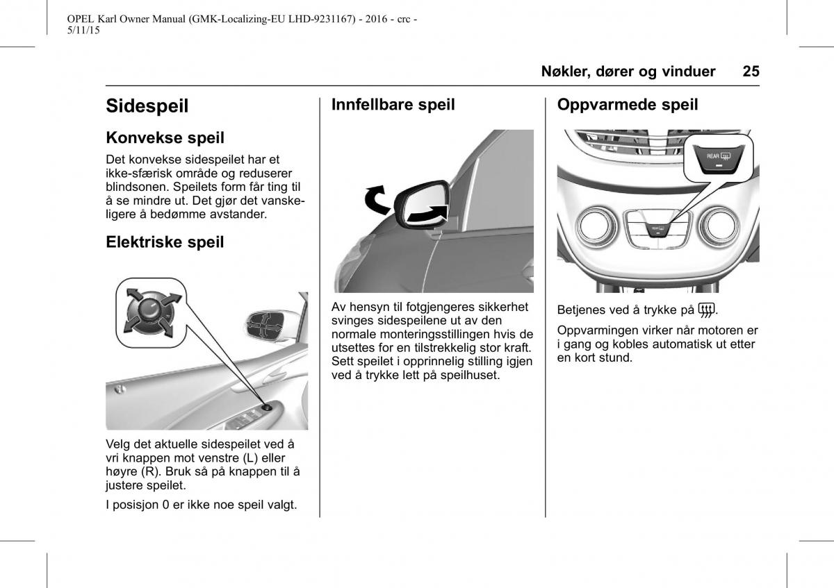 Opel Karl bruksanvisningen / page 26