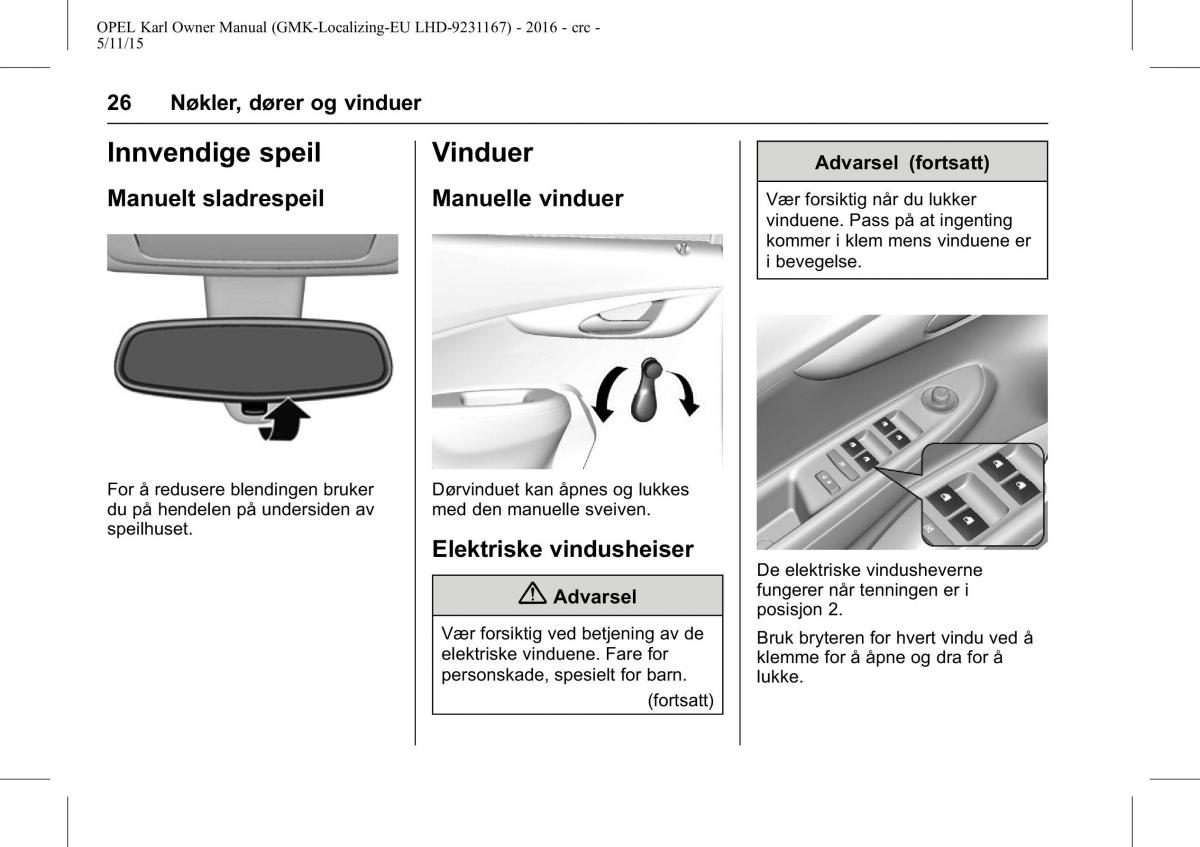 Opel Karl bruksanvisningen / page 27