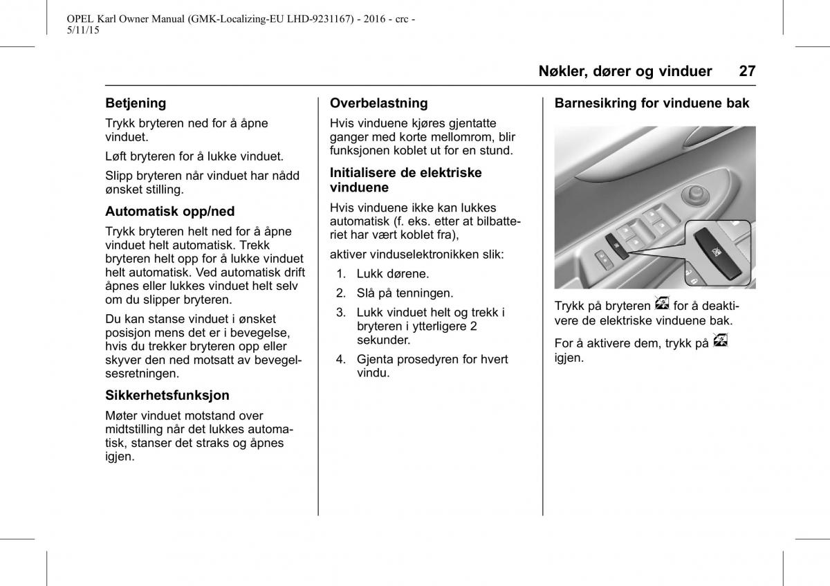 Opel Karl bruksanvisningen / page 28