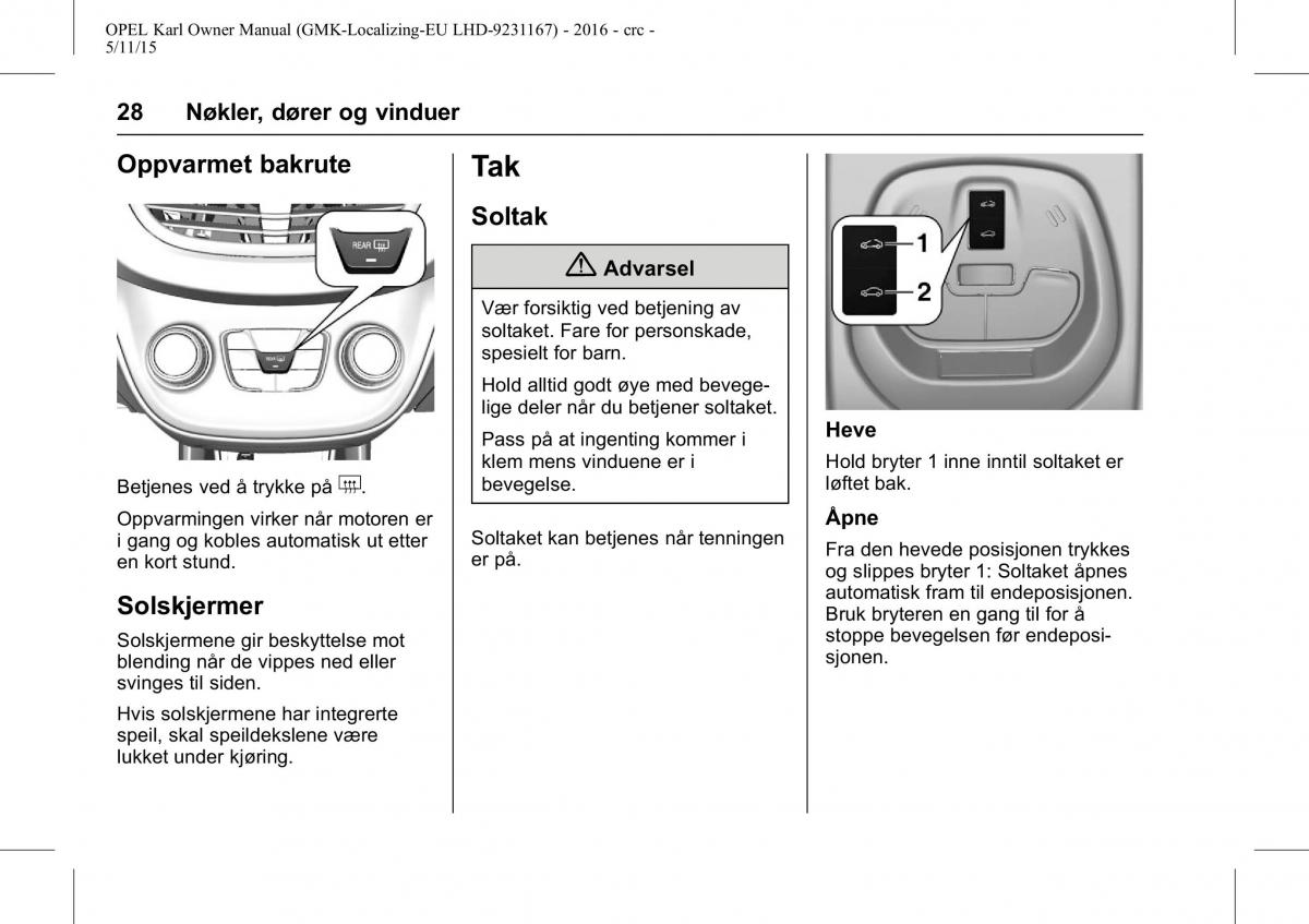 Opel Karl bruksanvisningen / page 29