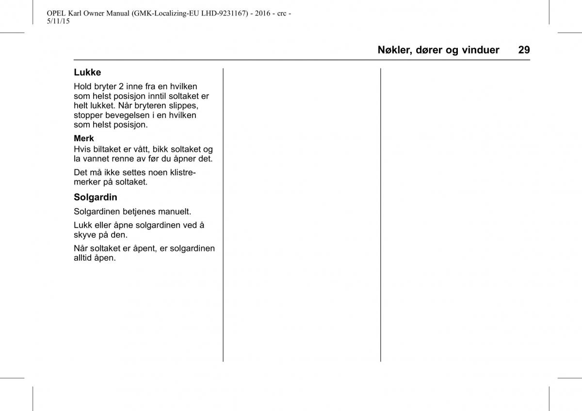 Opel Karl bruksanvisningen / page 30