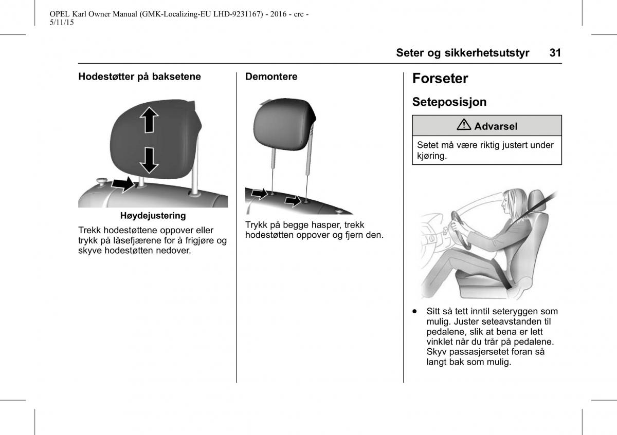 Opel Karl bruksanvisningen / page 32