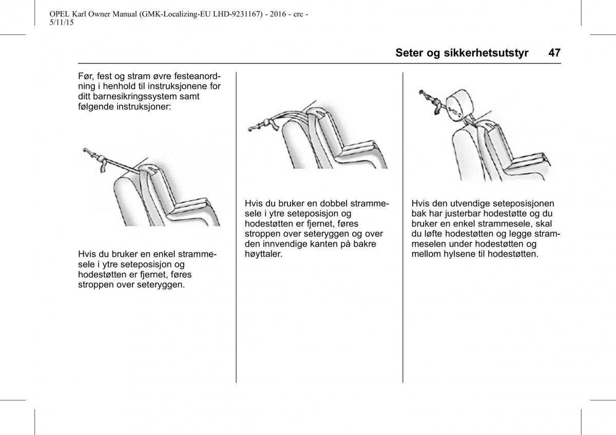 Opel Karl bruksanvisningen / page 48