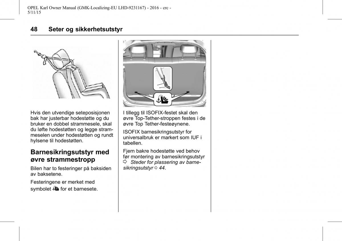 Opel Karl bruksanvisningen / page 49