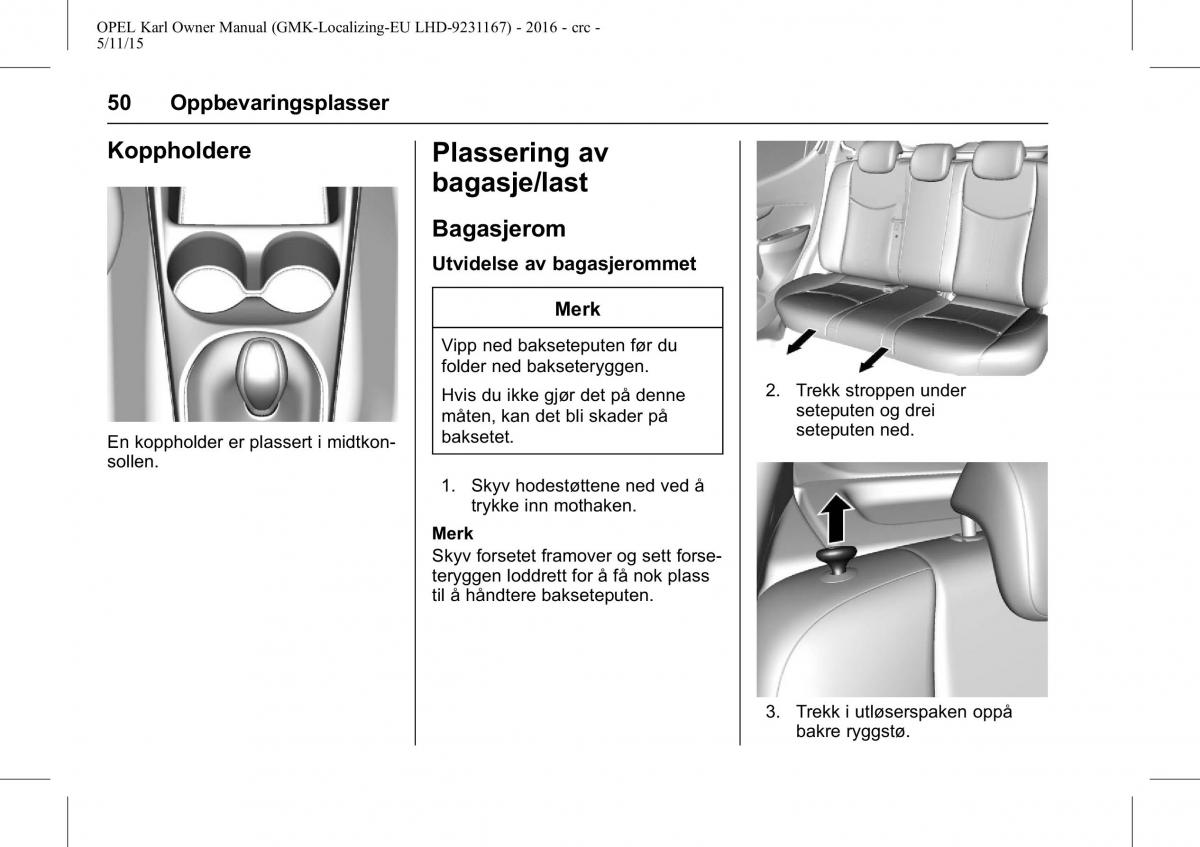 Opel Karl bruksanvisningen / page 51