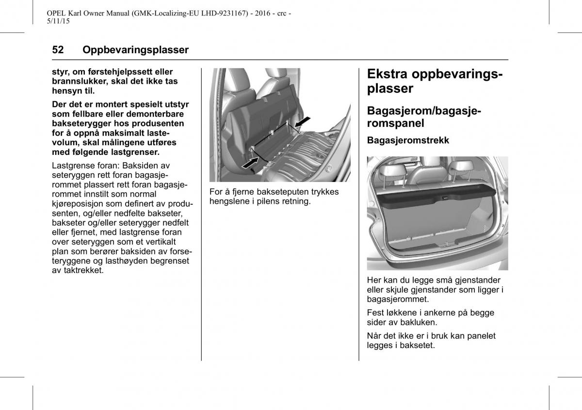 Opel Karl bruksanvisningen / page 53