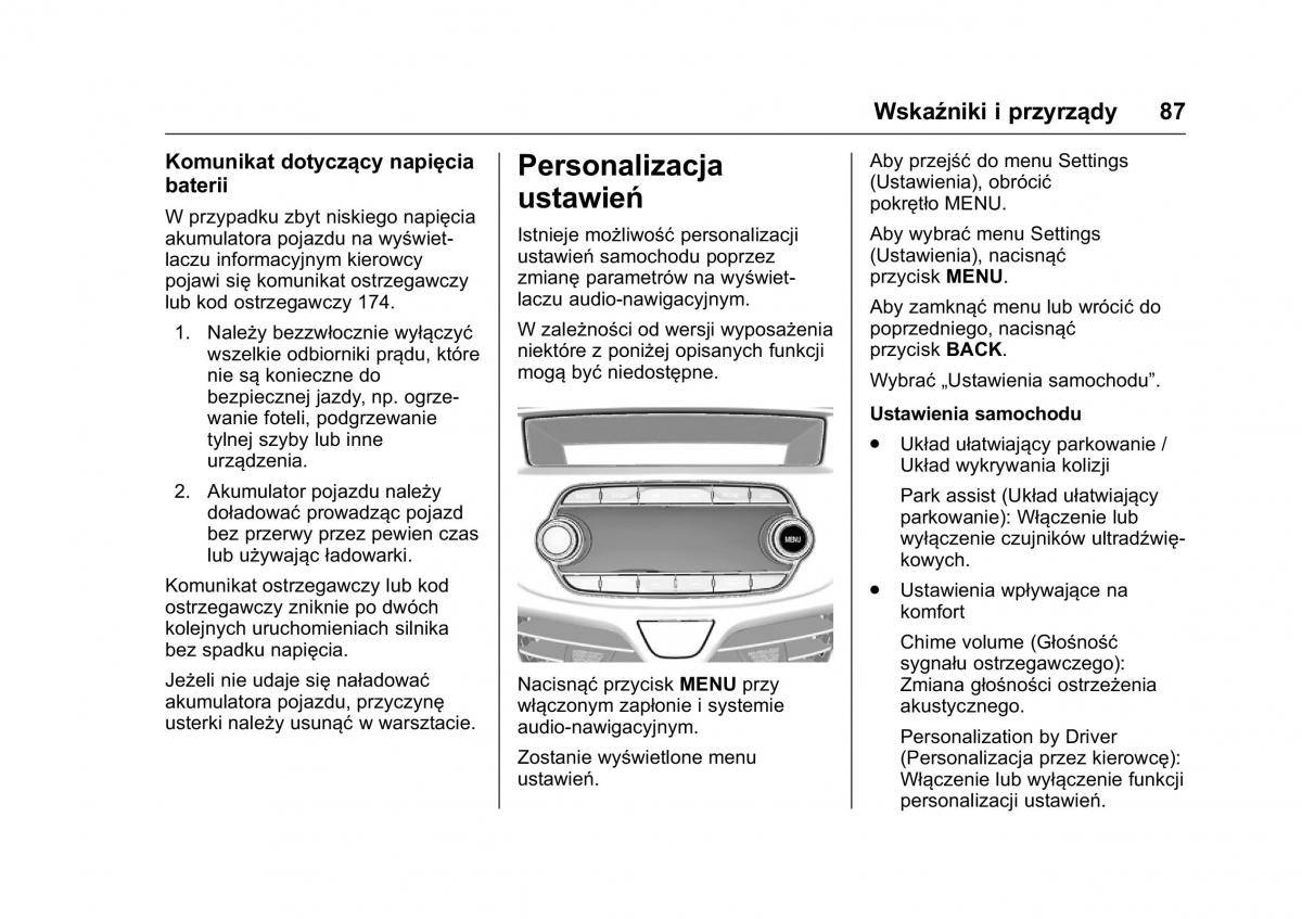 Opel Karl instrukcja obslugi / page 88