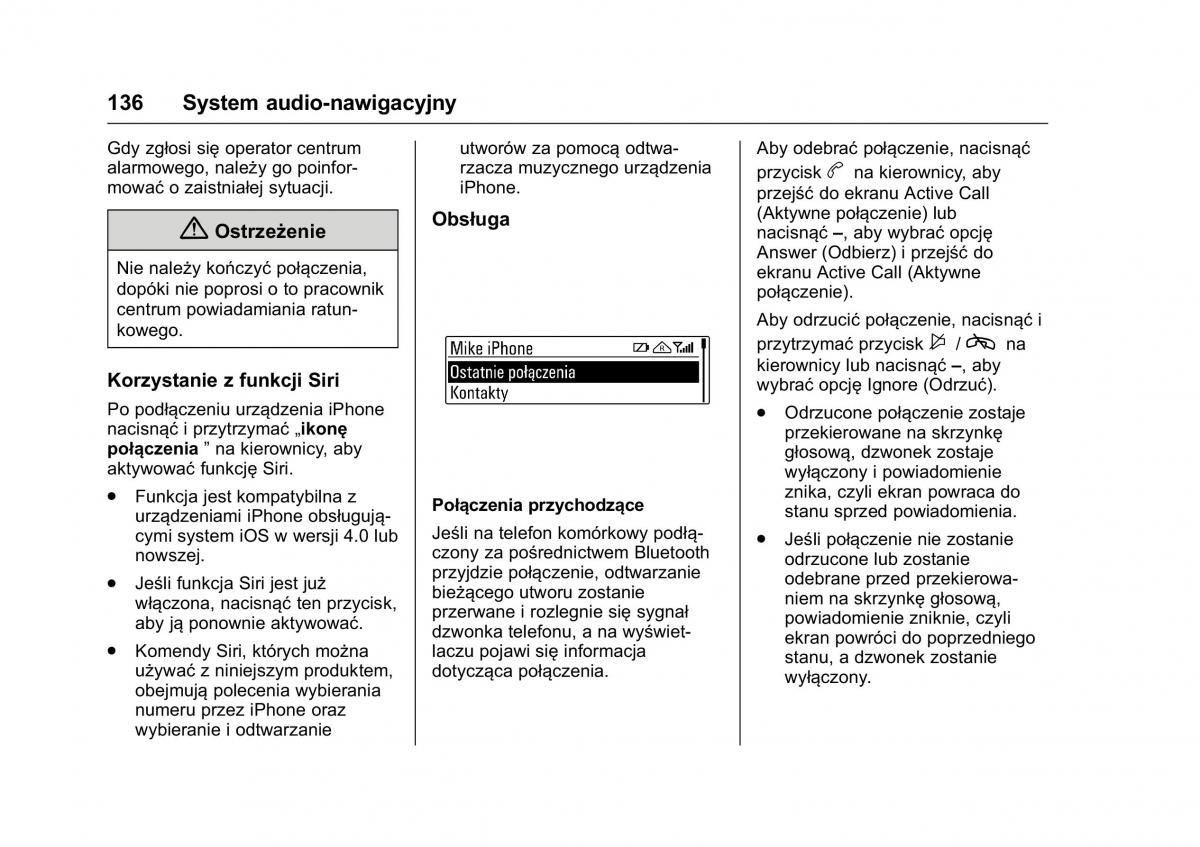 Opel Karl instrukcja obslugi / page 137