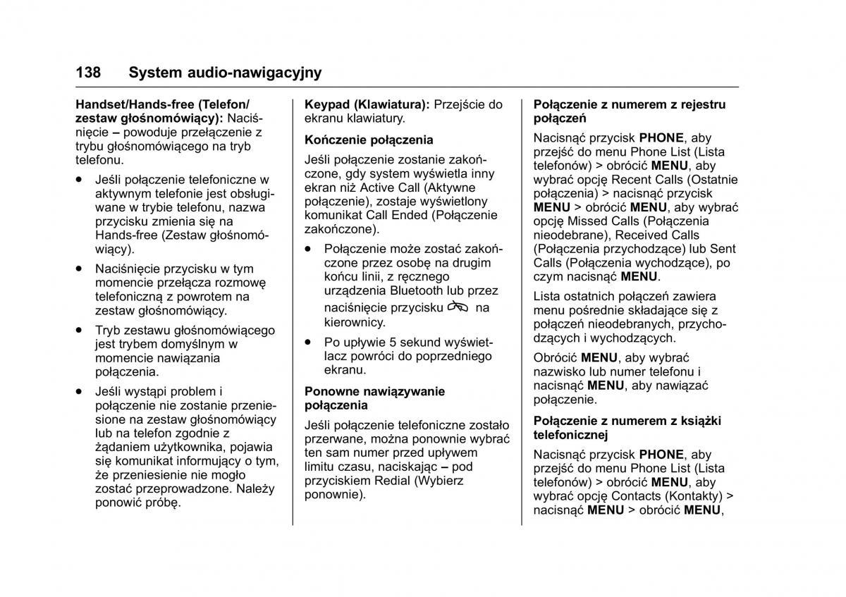 Opel Karl instrukcja obslugi / page 139