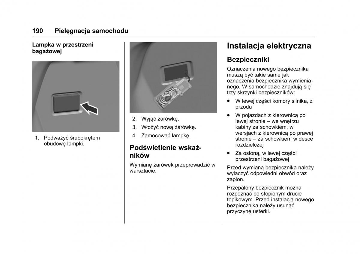 Opel Karl instrukcja obslugi / page 191