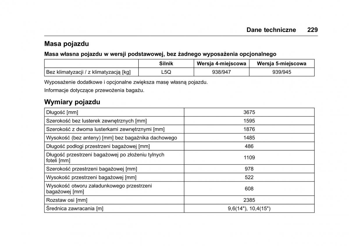 Opel Karl instrukcja obslugi / page 230