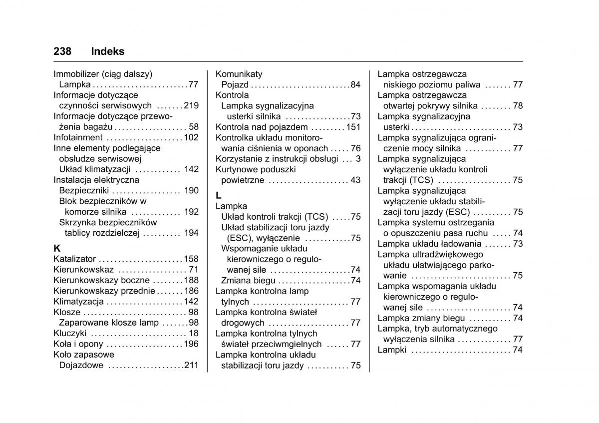 Opel Karl instrukcja obslugi / page 239