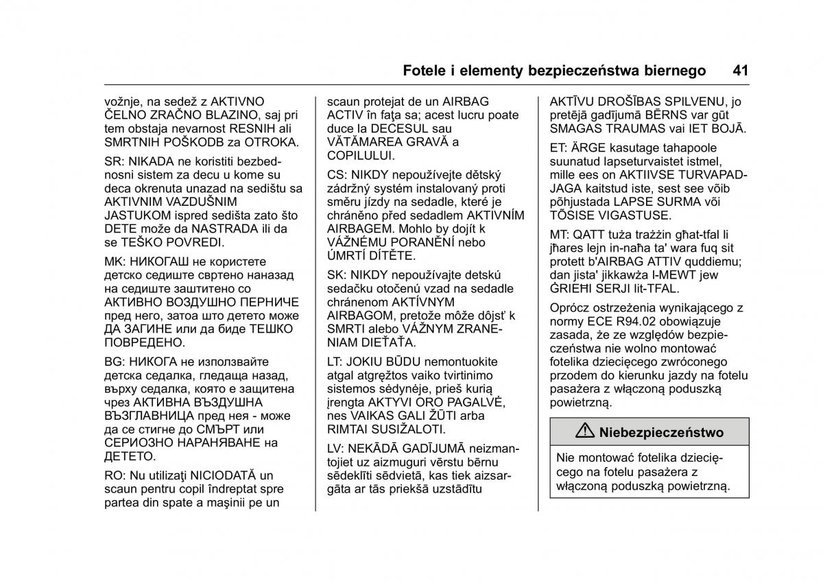 Opel Karl instrukcja obslugi / page 42