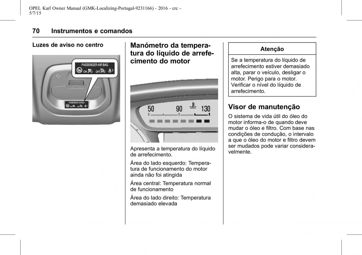 Opel Karl manual del propietario / page 71