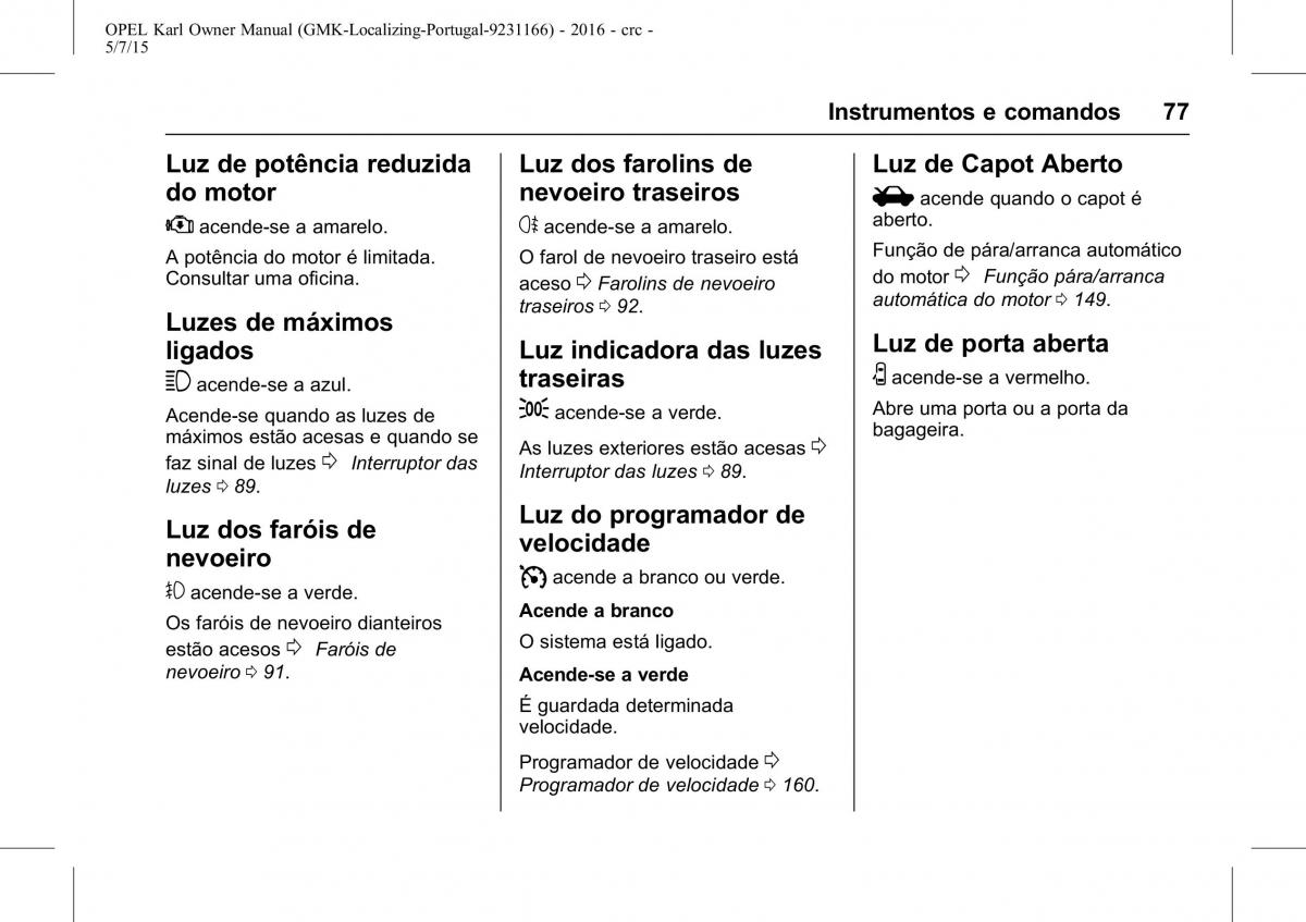 Opel Karl manual del propietario / page 78