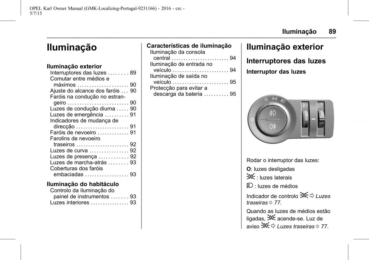 Opel Karl manual del propietario / page 90