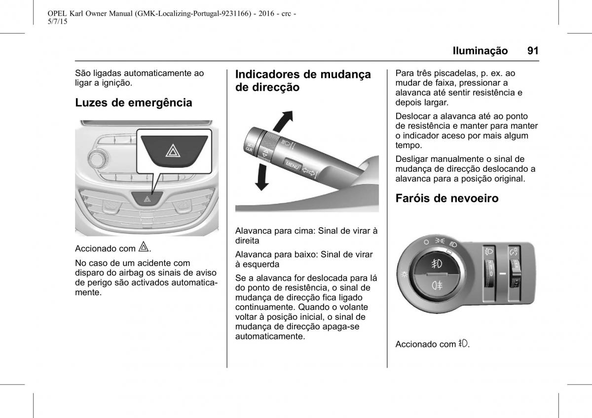 Opel Karl manual del propietario / page 92