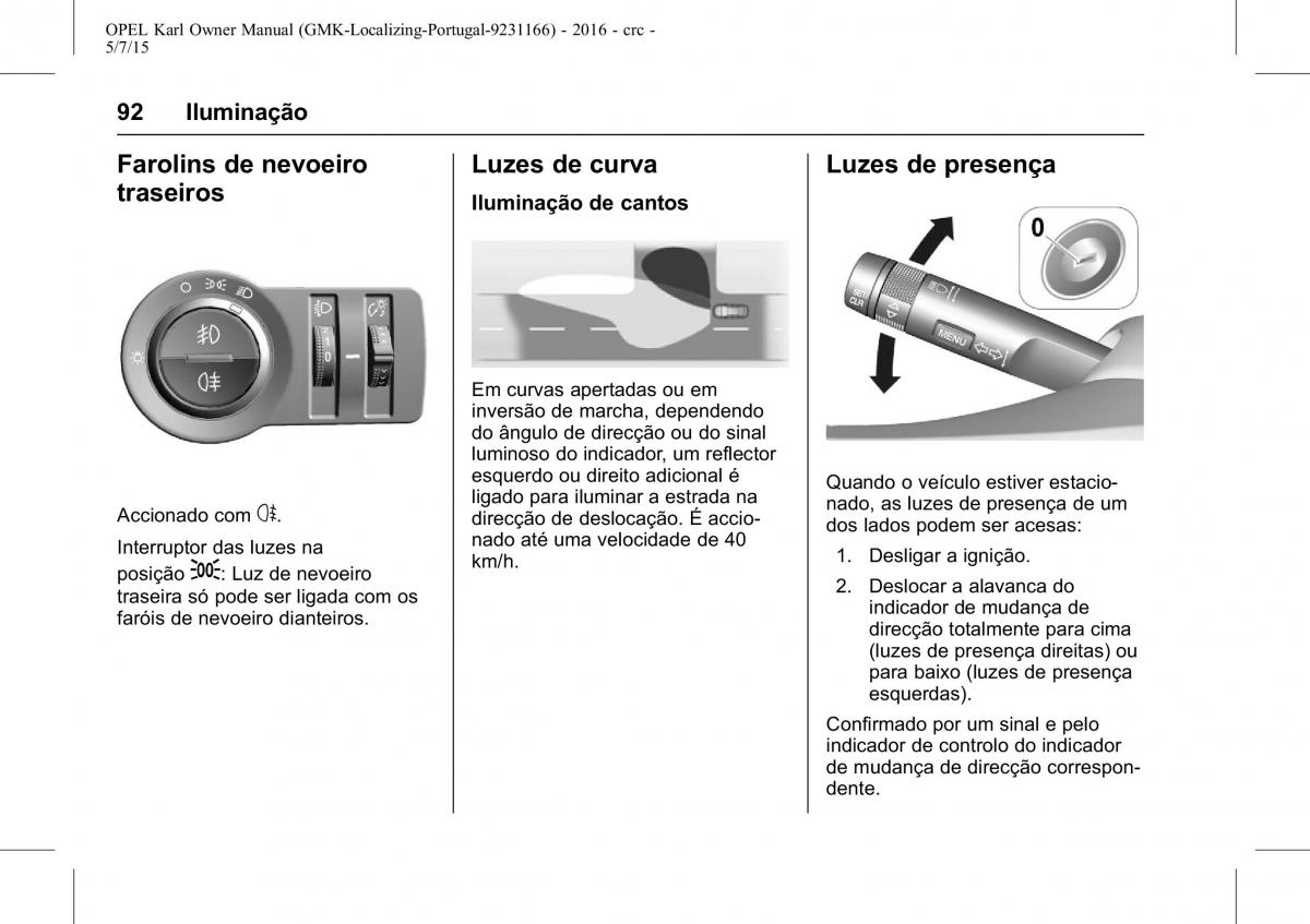 Opel Karl manual del propietario / page 93