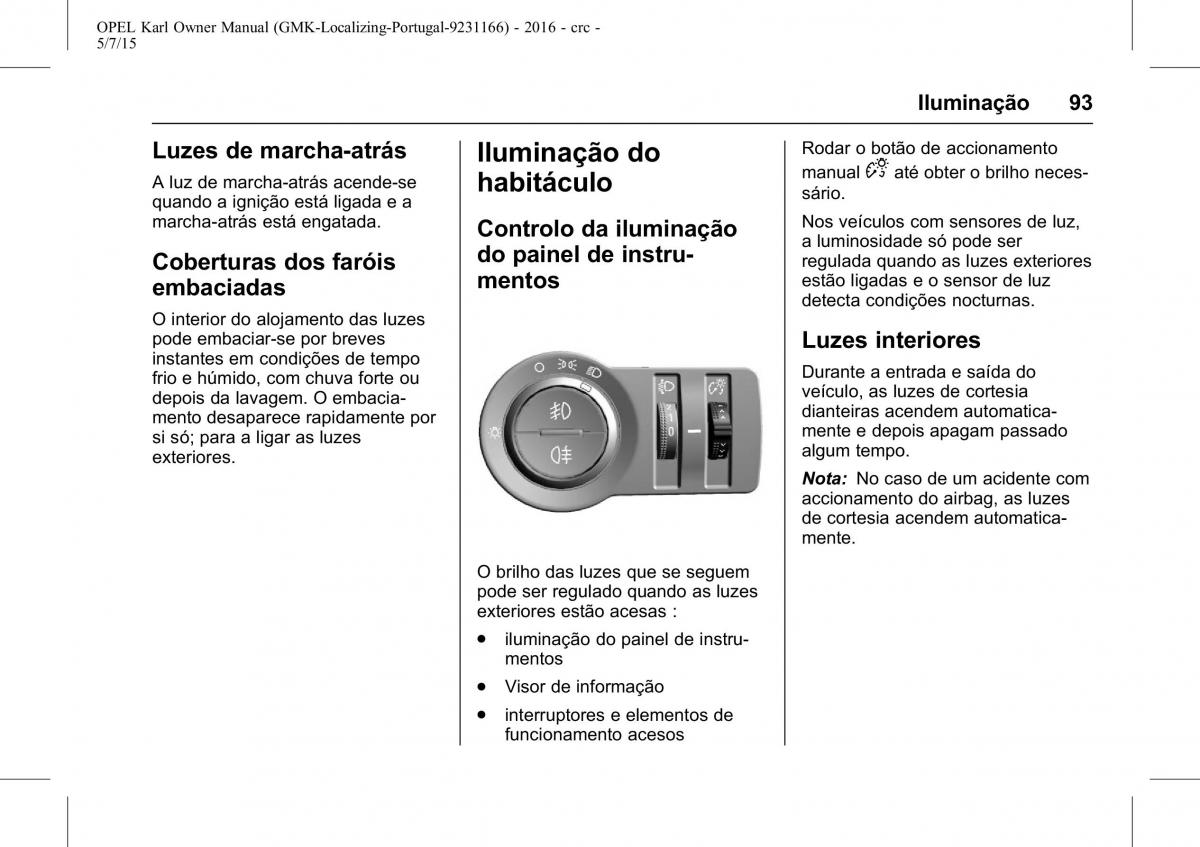 Opel Karl manual del propietario / page 94