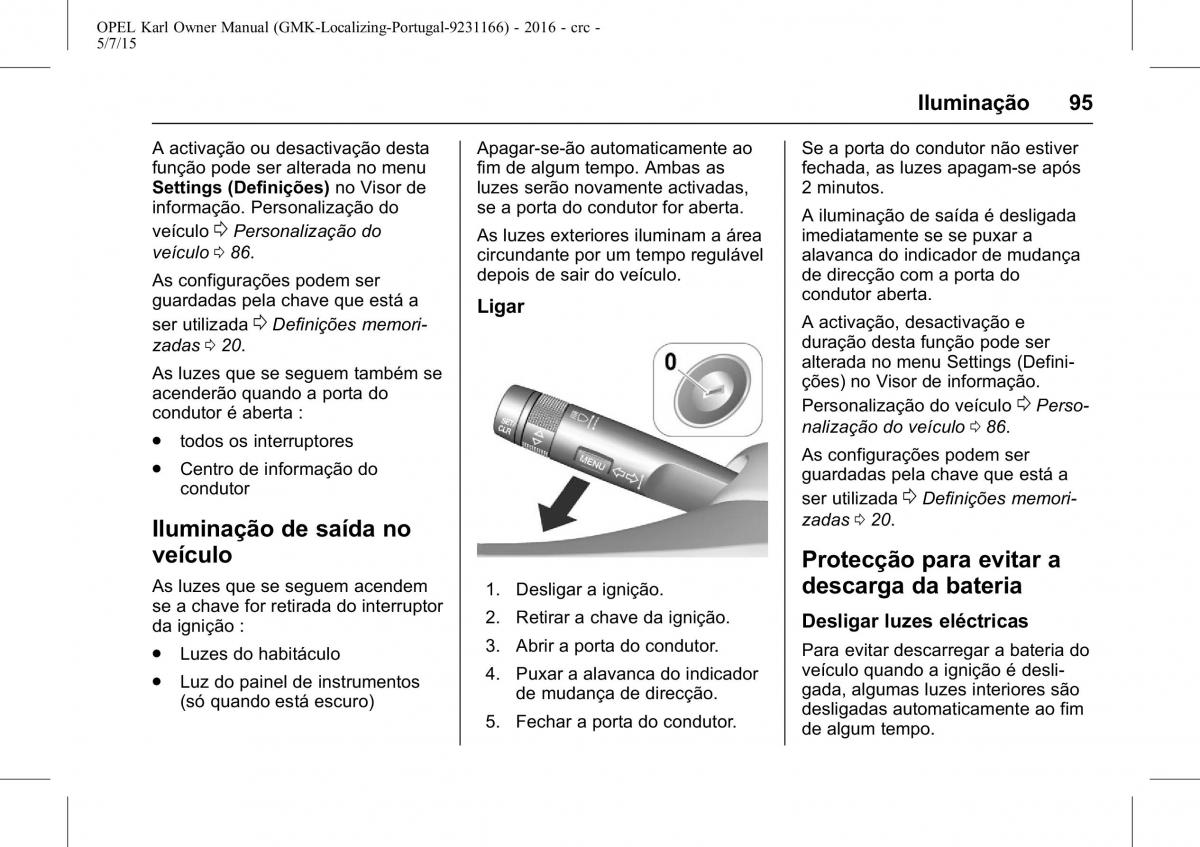 Opel Karl manual del propietario / page 96