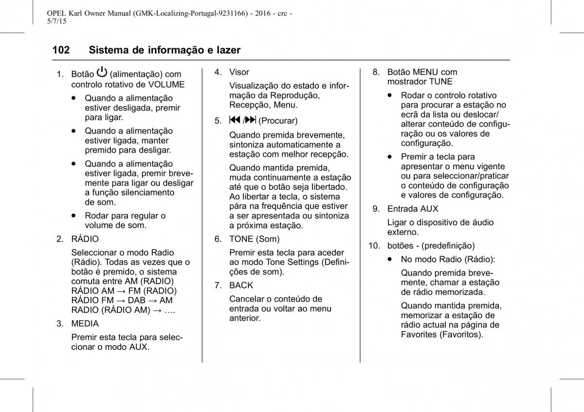 Opel Karl manual del propietario / page 103