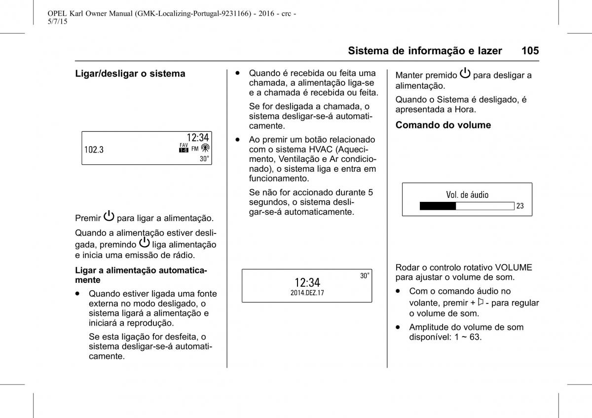 Opel Karl manual del propietario / page 106