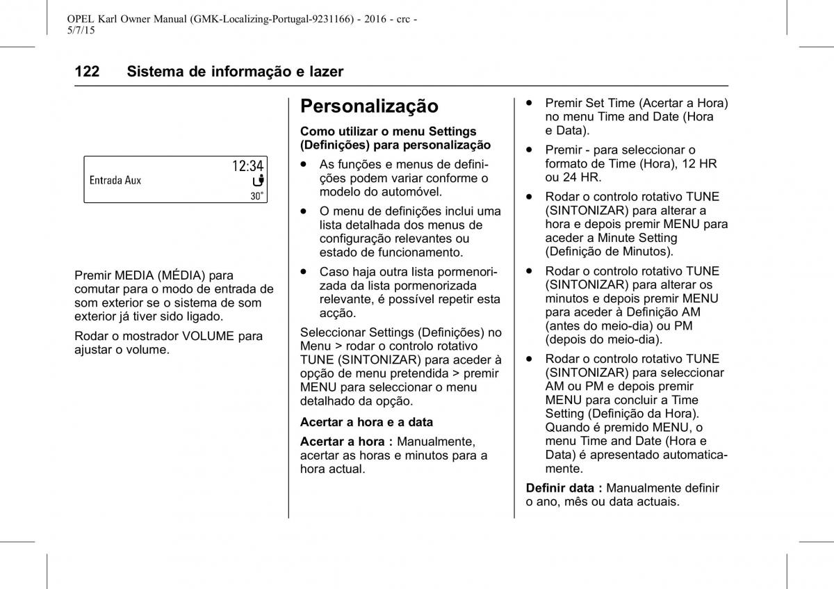 Opel Karl manual del propietario / page 123