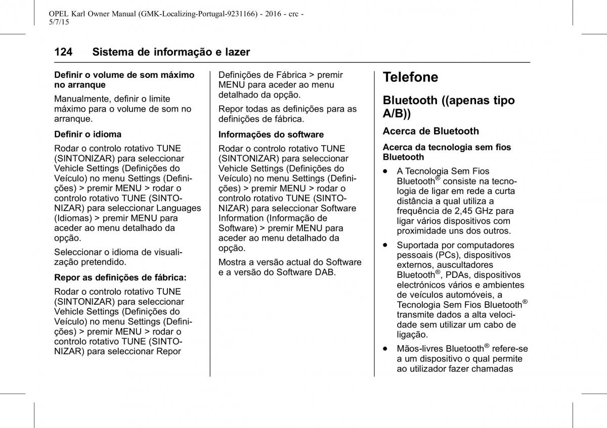 Opel Karl manual del propietario / page 125