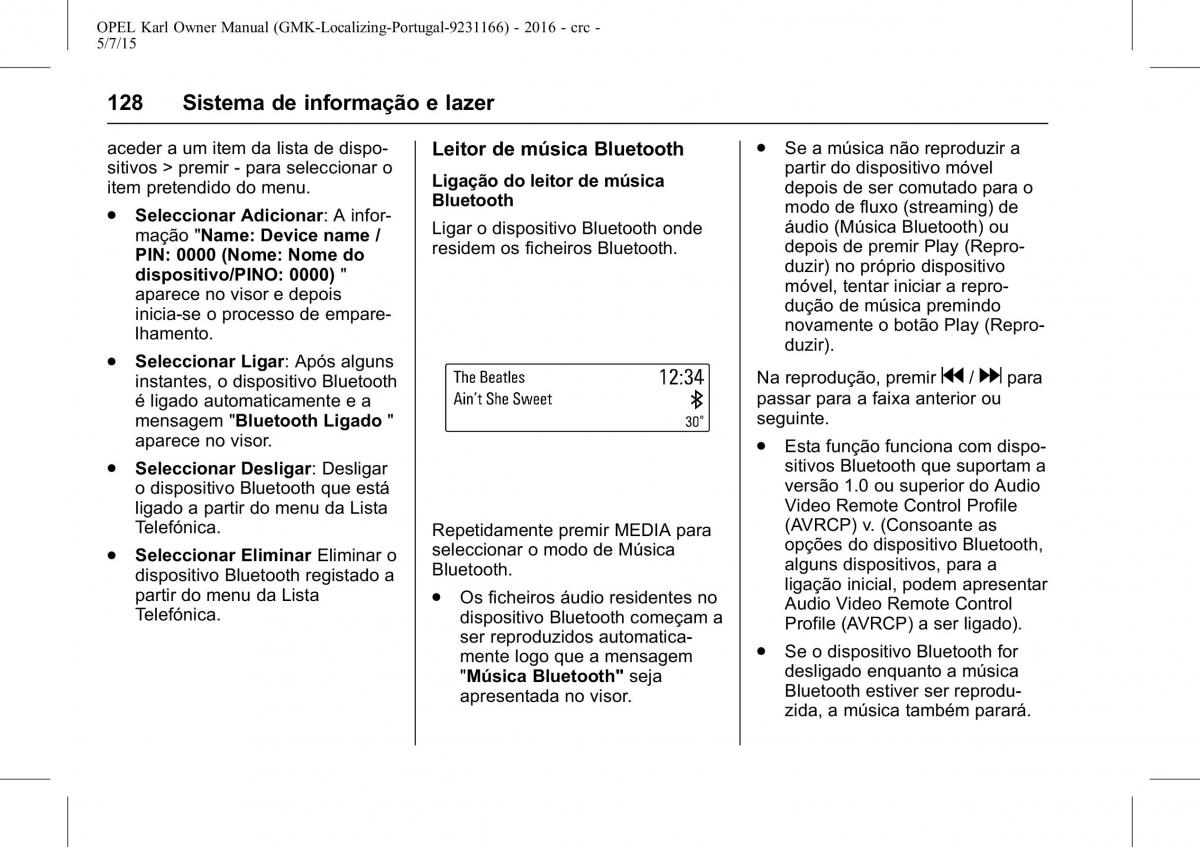 Opel Karl manual del propietario / page 129