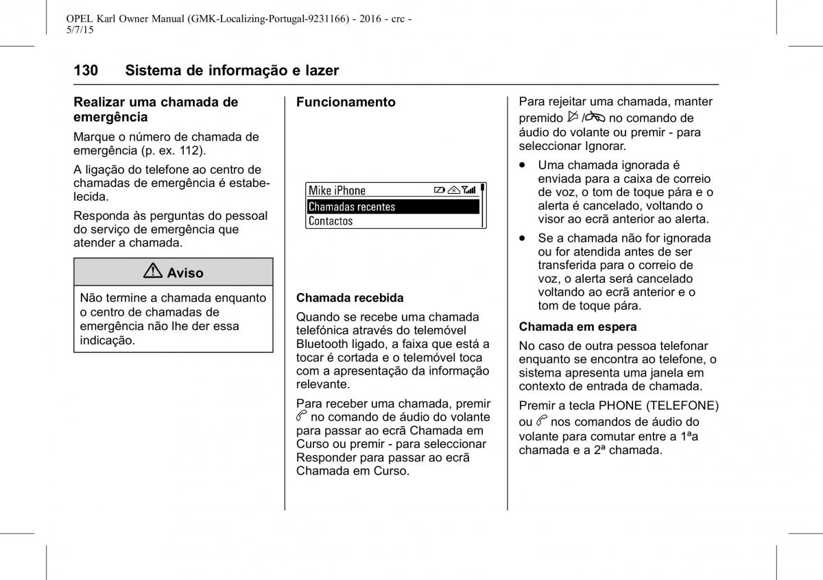 Opel Karl manual del propietario / page 131