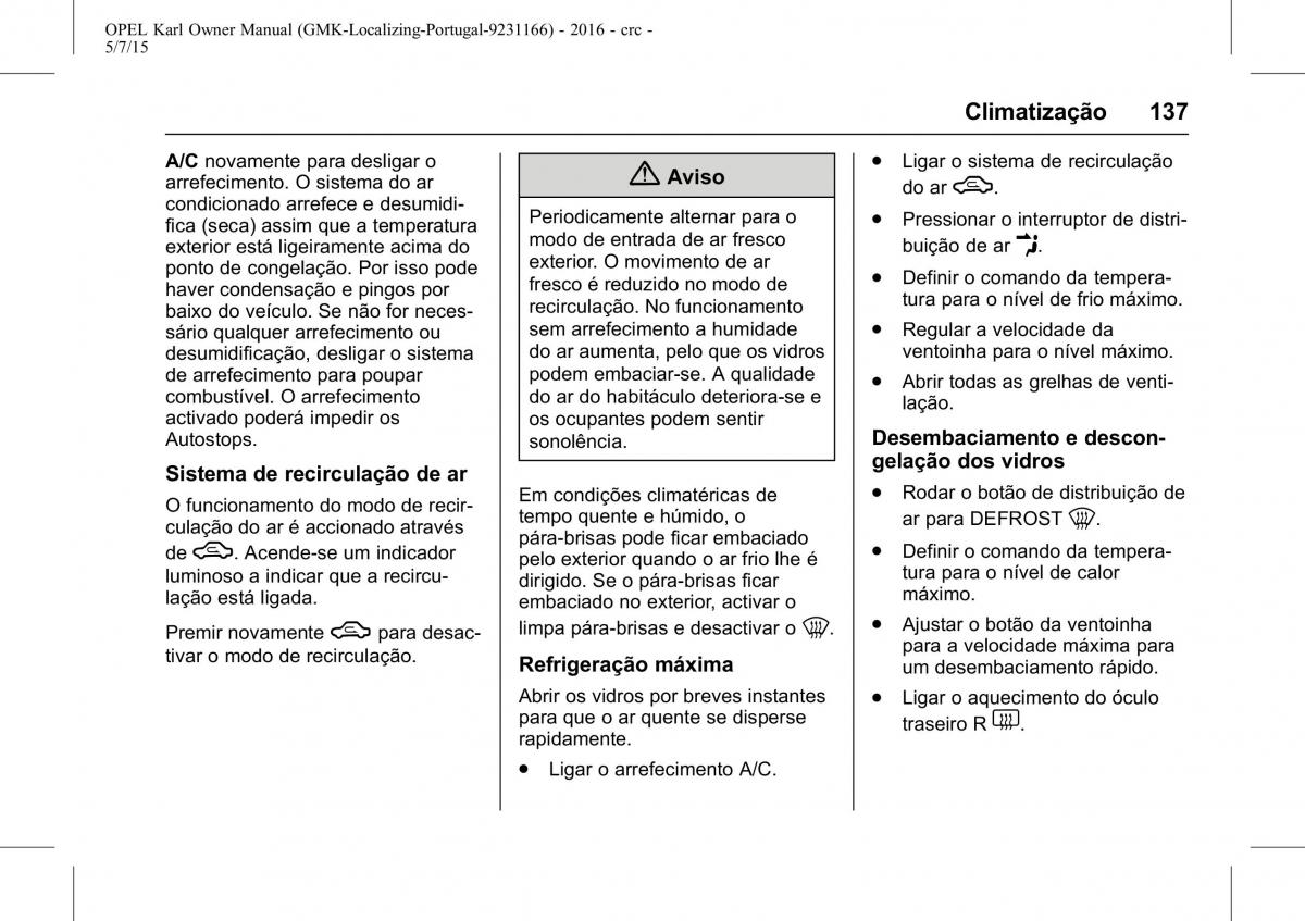 Opel Karl manual del propietario / page 138