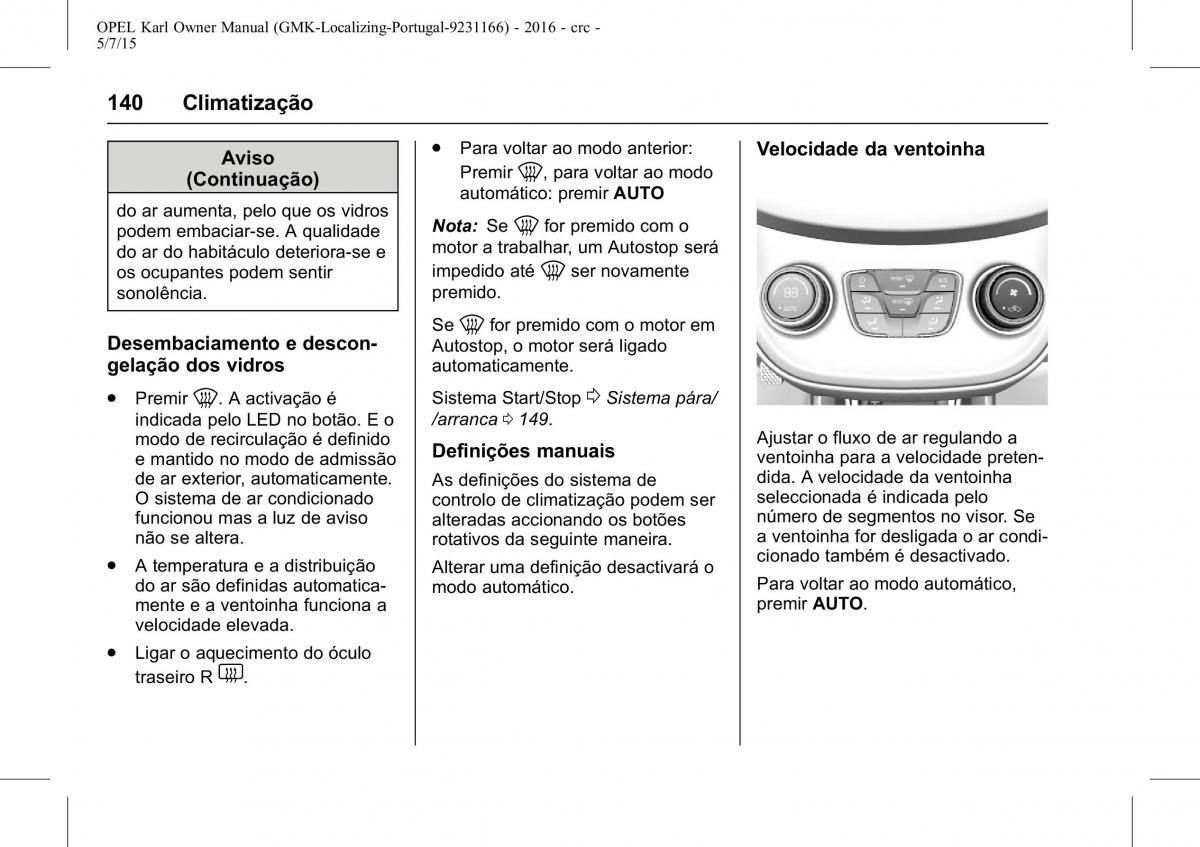 Opel Karl manual del propietario / page 141