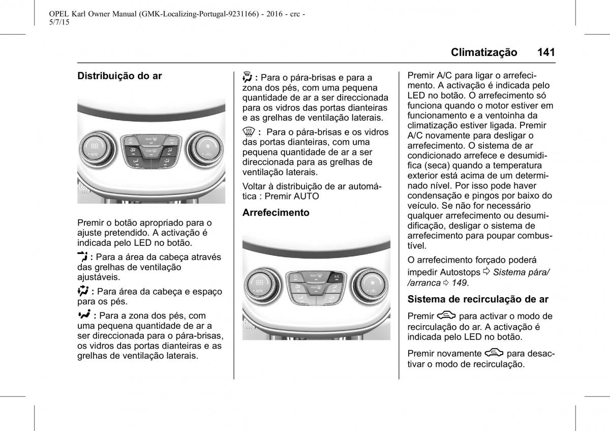 Opel Karl manual del propietario / page 142