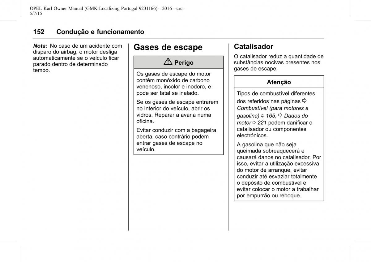 Opel Karl manual del propietario / page 153