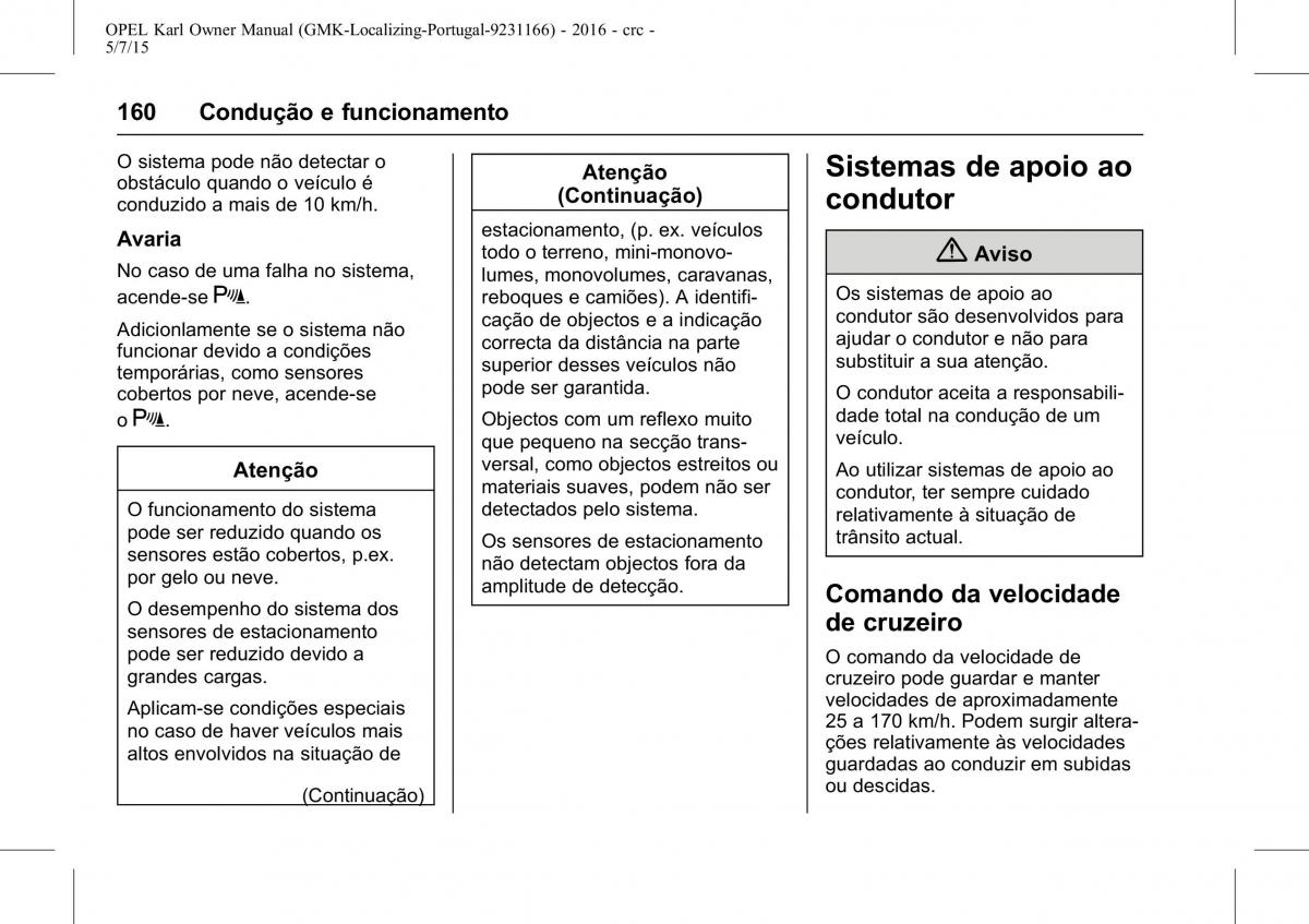 Opel Karl manual del propietario / page 161