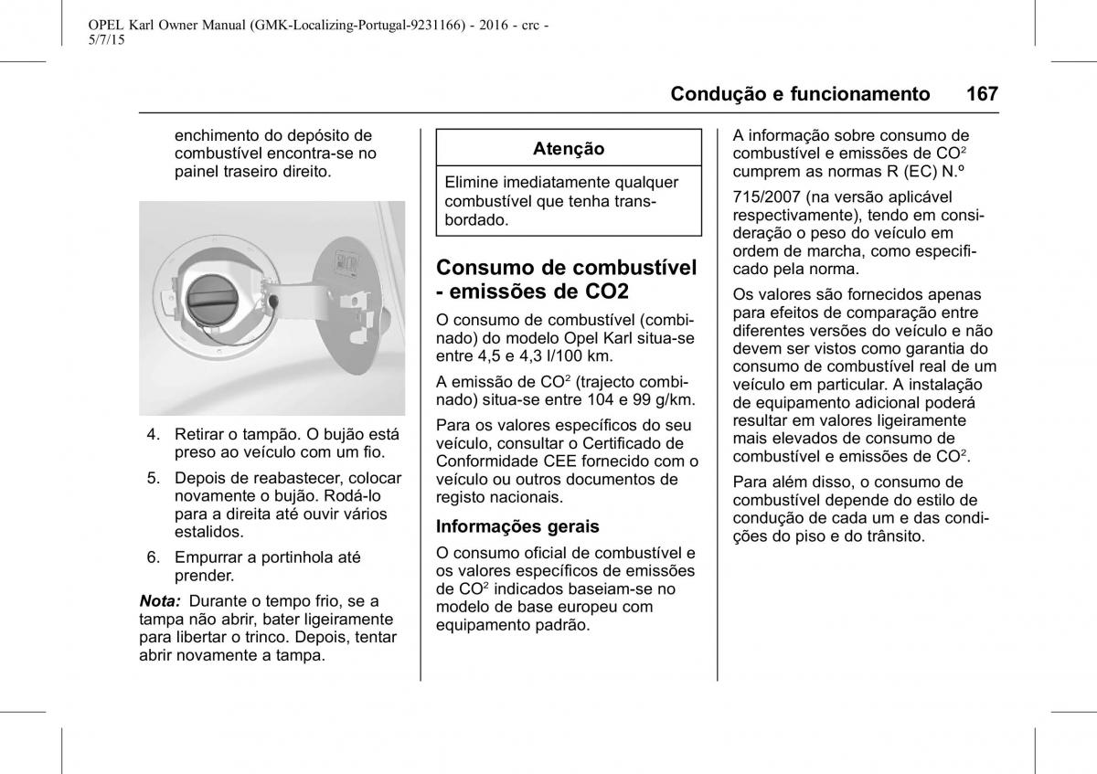 Opel Karl manual del propietario / page 168