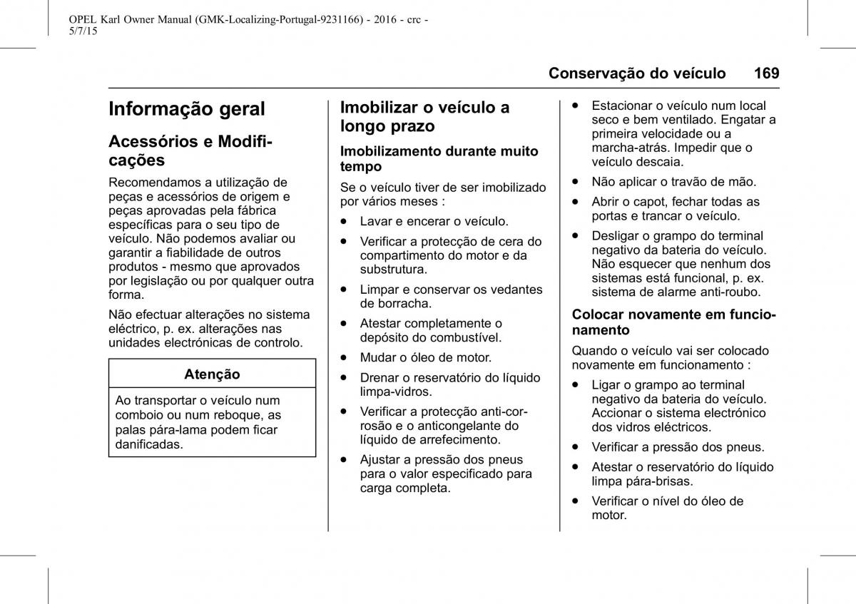 Opel Karl manual del propietario / page 170