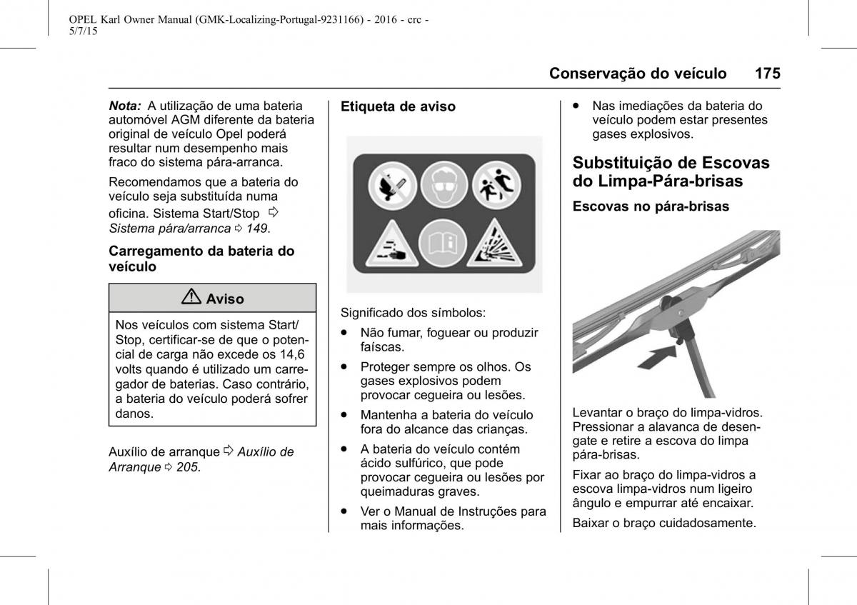 Opel Karl manual del propietario / page 176