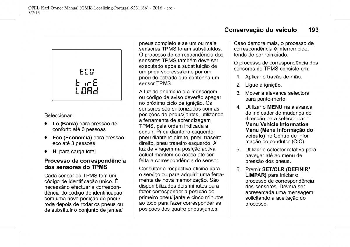 Opel Karl manual del propietario / page 194